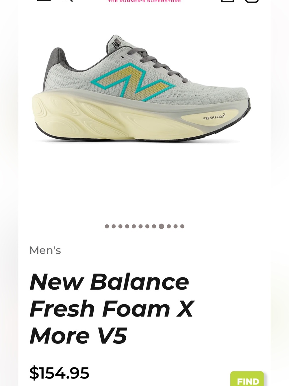 New Balance Men's Fresh Foam X More V5 — Light Gray with Teal Accent